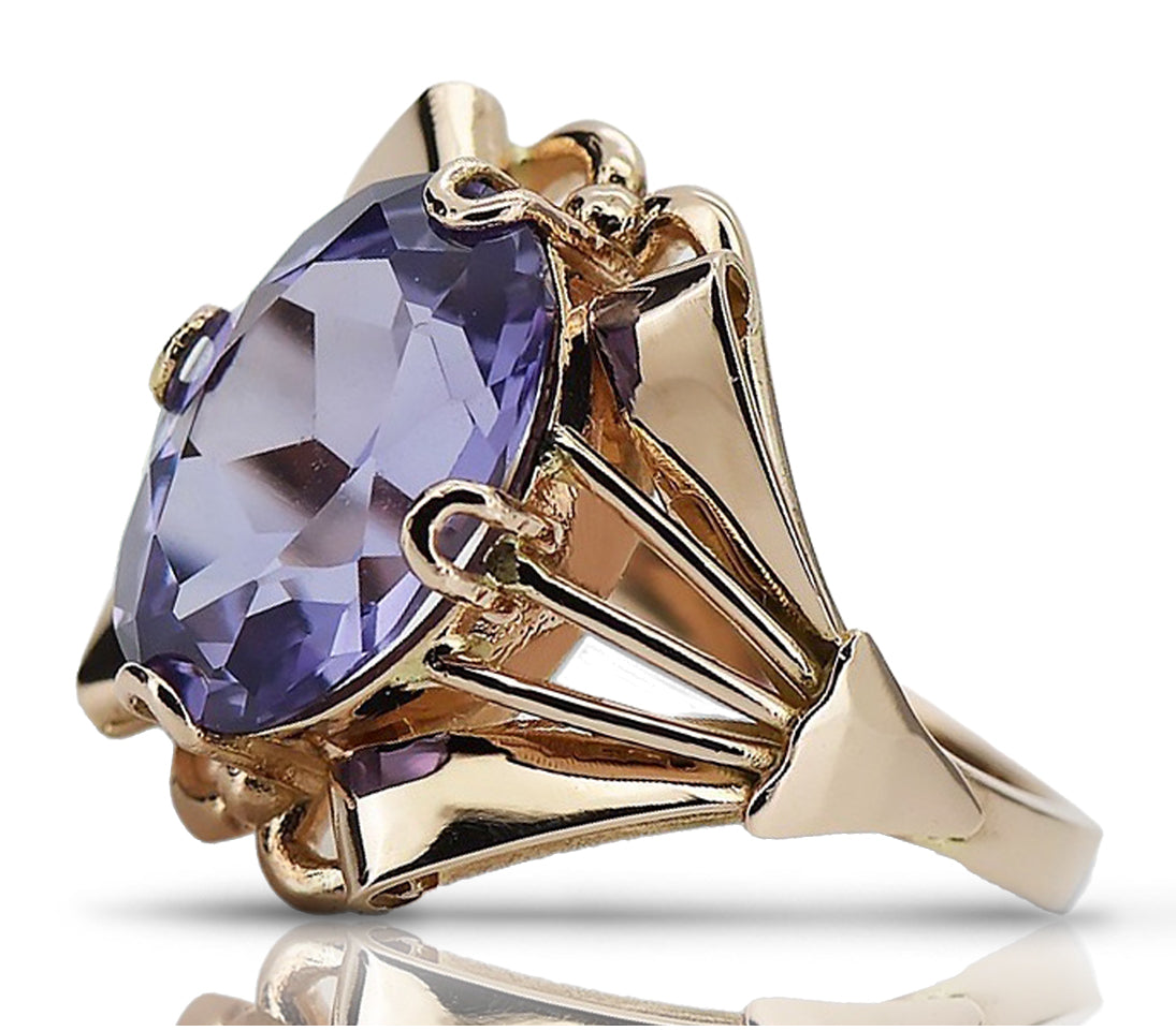 Vintage Alexandrite Ring in 14K Rose Gold (vrc015r-ax) — side view showing the setting