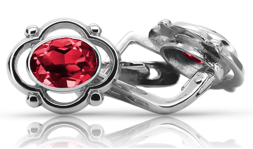 Vintage Ruby Earrings in Sterling Silver (vec033s-rb) — full view of the piece