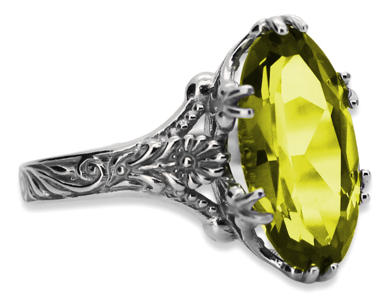 Vintage Yellow Peridot Ring in Sterling Silver (vrc084s-yp) — close-up of the hallmark on the inner band