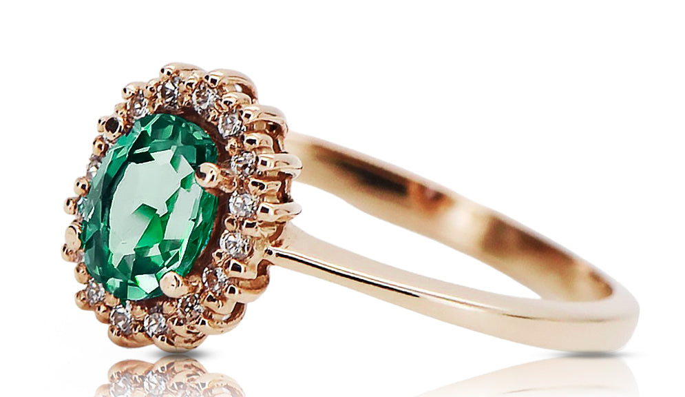 Vintage Emerald Craft Ring in 14K Rose Gold (crc009r-em) — back view with the clasp