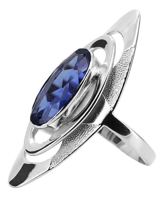 Vintage Sapphire Ring in Sterling Silver (vrc189s-sp) — close-up of the hallmark on the inner band