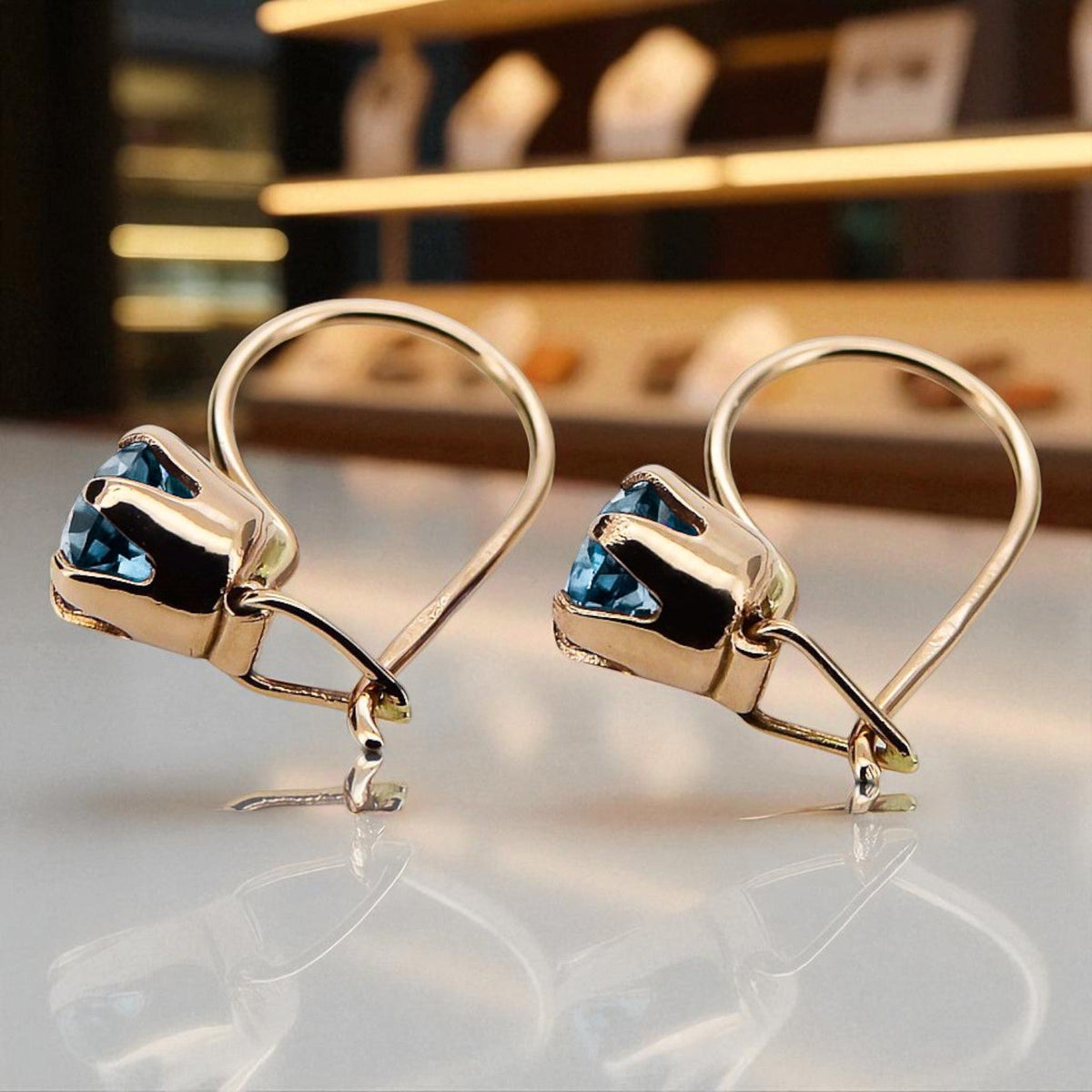 Vintage Aquamarine Earrings in 14K Rose Gold (vec056r-aq)