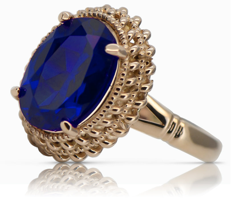 Vintage Sapphire Ring in 14K Rose Gold (vrc068r-sp) — side view showing the setting