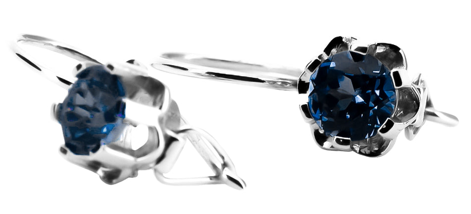 Vintage Sapphire Earrings in Sterling Silver (vec019s-sp) — close-up of the hallmark on the inner band
