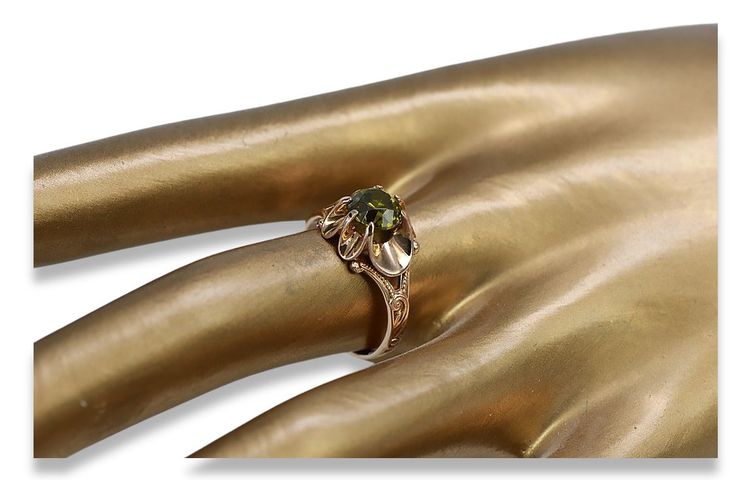Vintage Alexandrite Ring in 14K Rose Gold (vrc377r-ax) — detail of the metal texture