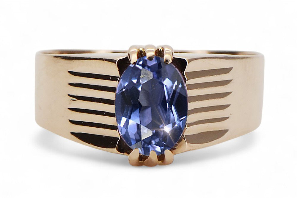 Vintage Alexandrite Ring in 14K Rose Gold (vrc007r-ax) — close-up of the hallmark on the inner band