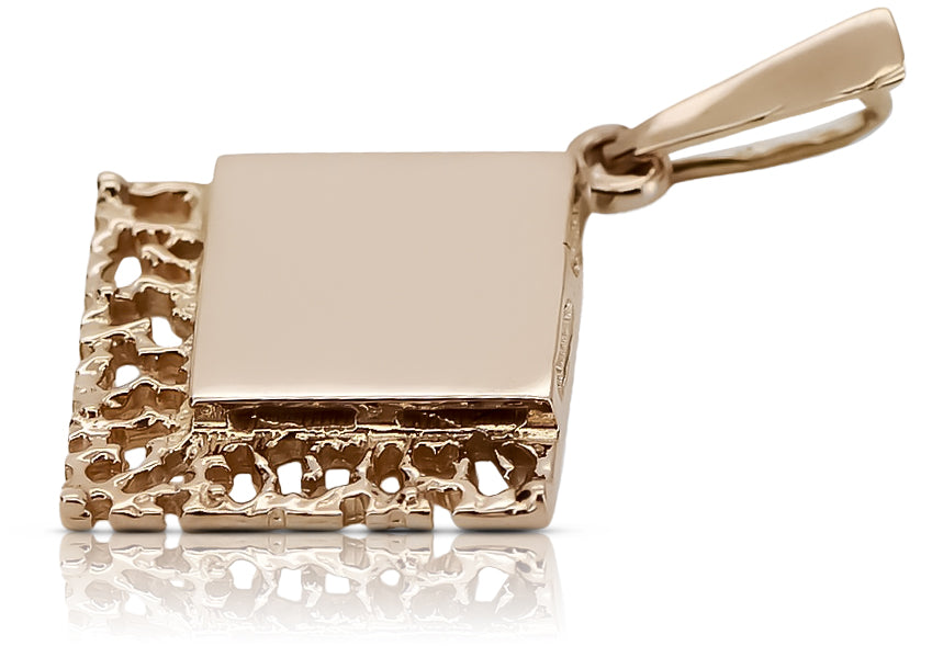 Vintage Square Pendant in 14K Rose Gold (vpn041) — view 6
