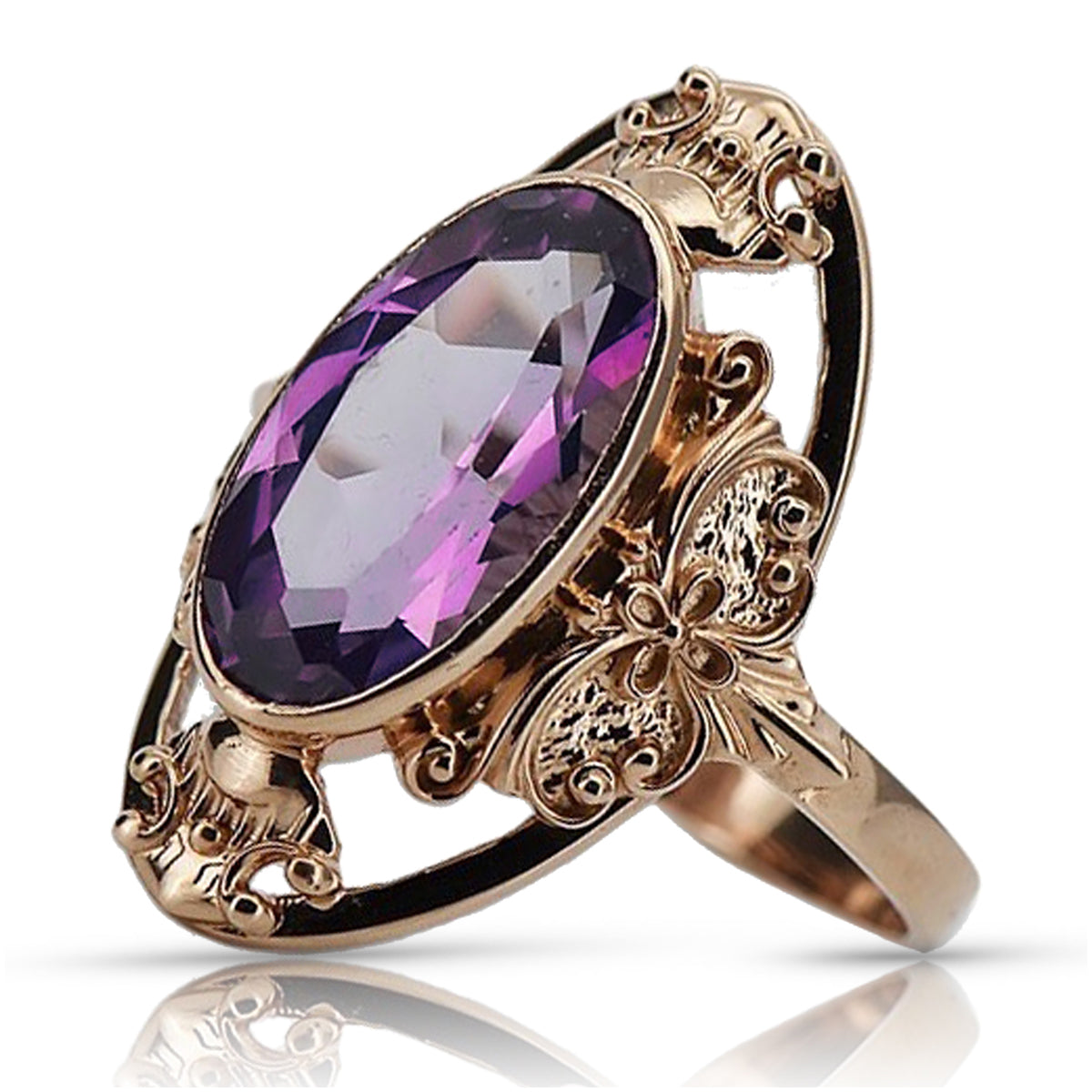 Vintage Amethyst Ring in 14K Rose Gold (vrc014r-am) — full view of the piece