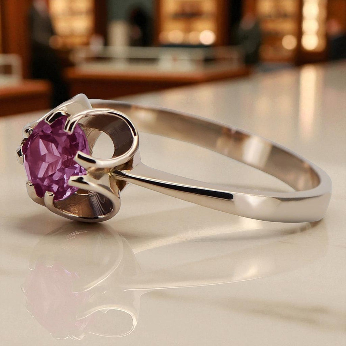 Vintage Amethyst Ring in 14K Rose Gold (vrc348r-am)