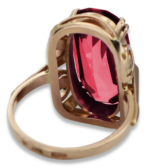 Vintage Ruby Ring in 14K Rose Gold (vrc038r-rb) — worn on the hand, showing profile