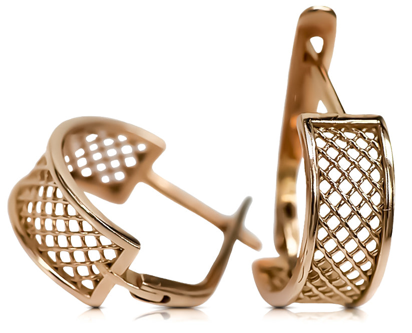 Vintage Lattice Hoop Earrings in Rose Gold-Plated Sterling Silver (ven121rp) — view 2