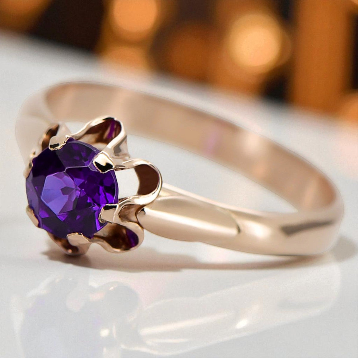 Vintage Alexandrite Ring in 14K Rose Gold (vrc094r-ax)