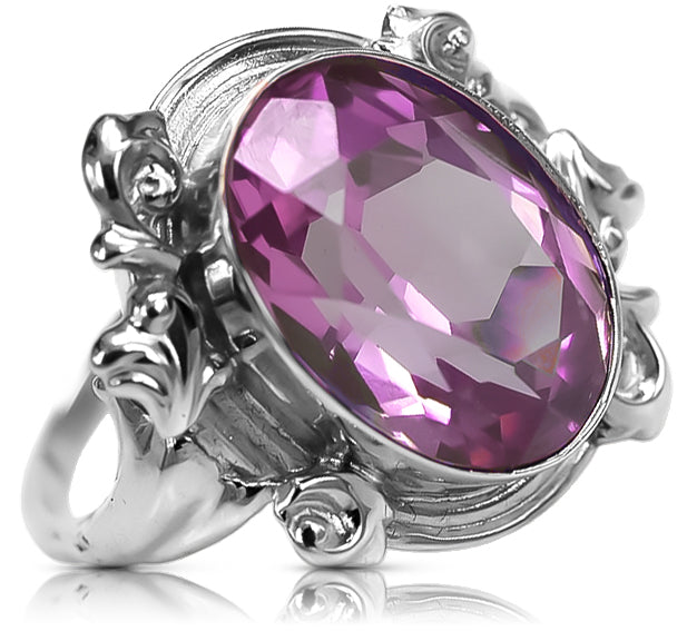 Vintage Amethyst Ring in Sterling Silver (vrc100s-am) — close-up of the hallmark on the inner band