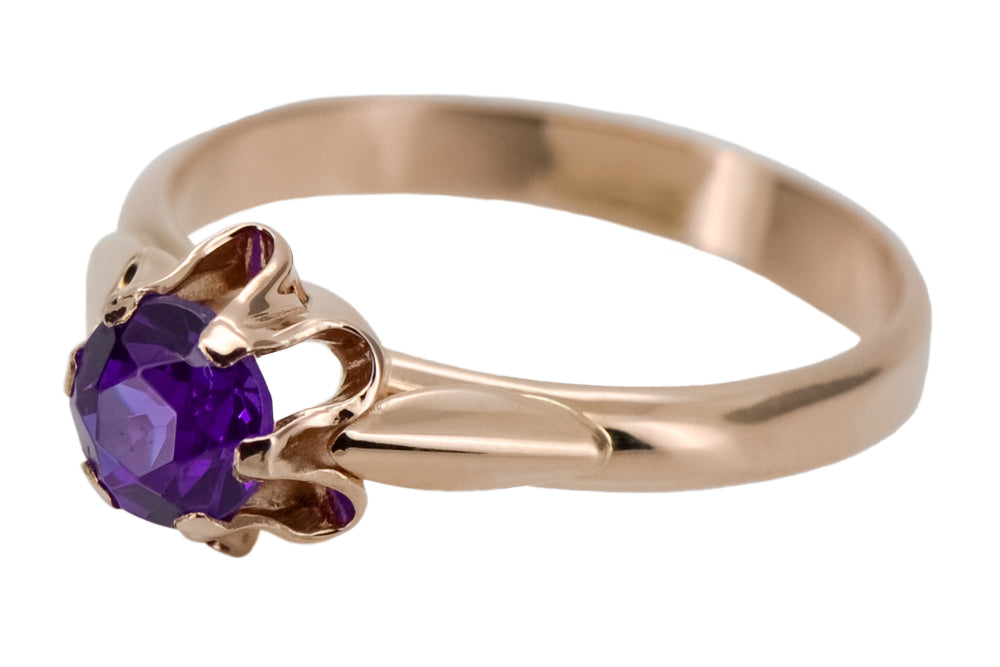 Vintage Alexandrite Ring in 14K Rose Gold (vrc094r-ax) — view 4