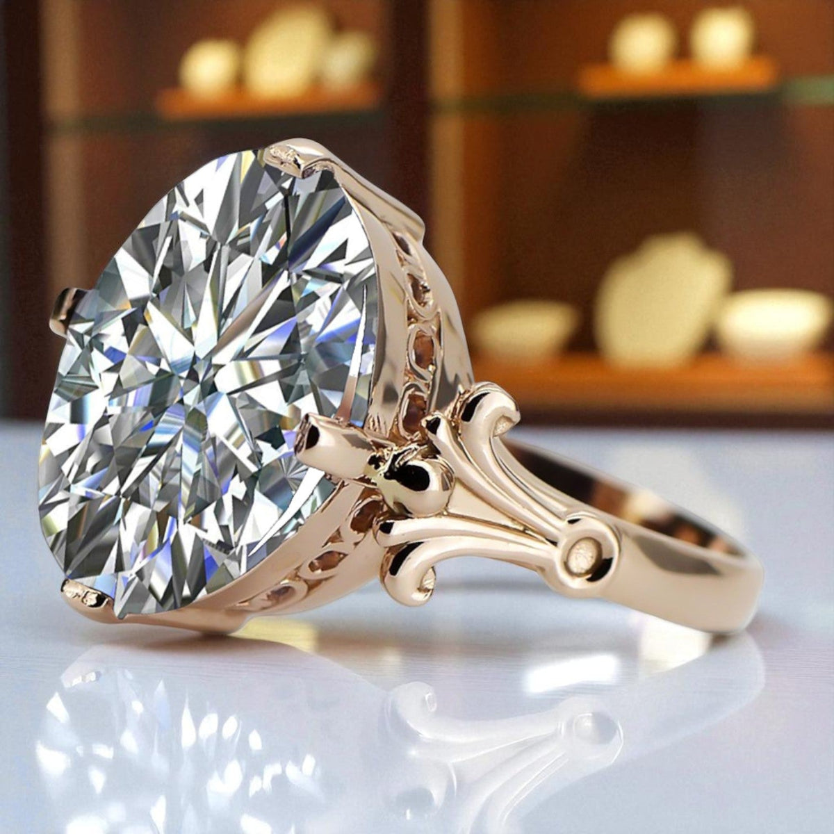 Vintage Zircon Craft Ring in 14K Rose Gold (vrc369r-zi)