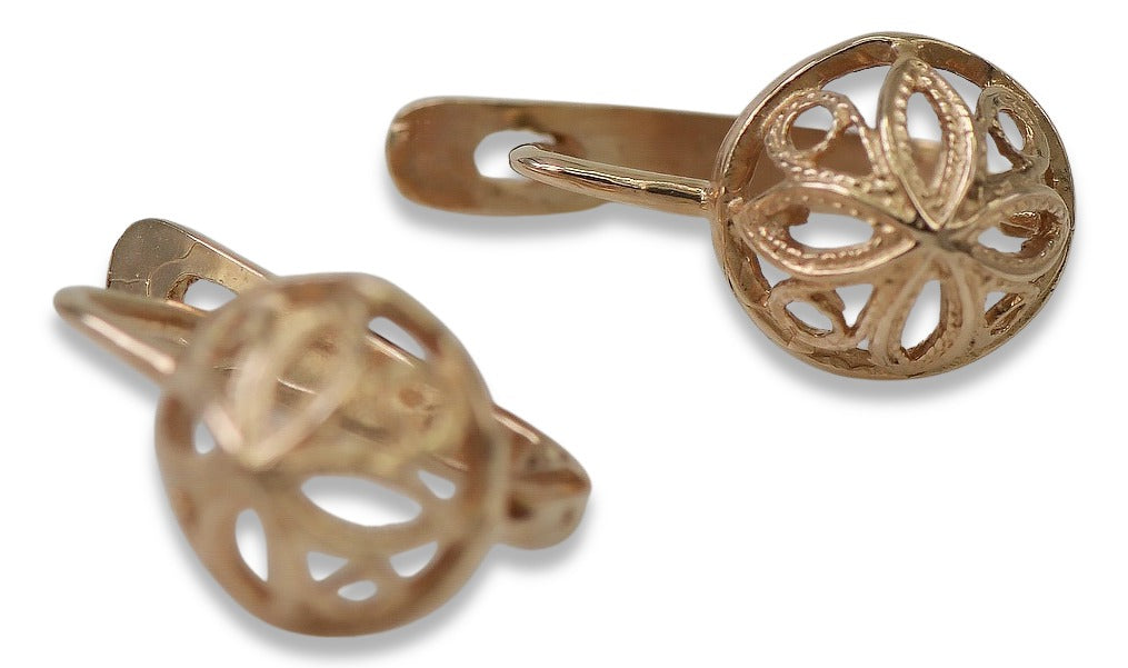 Vintage Flower Earrings in 14K Rose Gold (ven203) — view 6