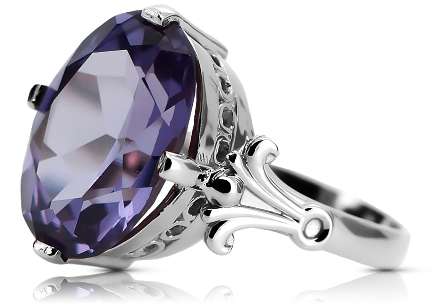 Vintage Alexandrite Ring in Sterling Silver (vrc369s-ax)