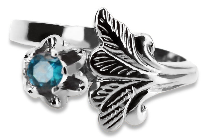 Vintage Aquamarine Ring in Sterling Silver (vrc169s-aq) — side view showing the setting