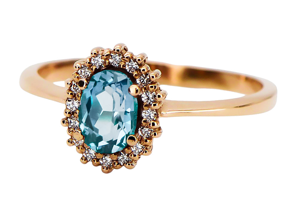 Vintage Aquamarine Craft Ring in 14K Rose Gold (crc009r-aq) — full view of the piece