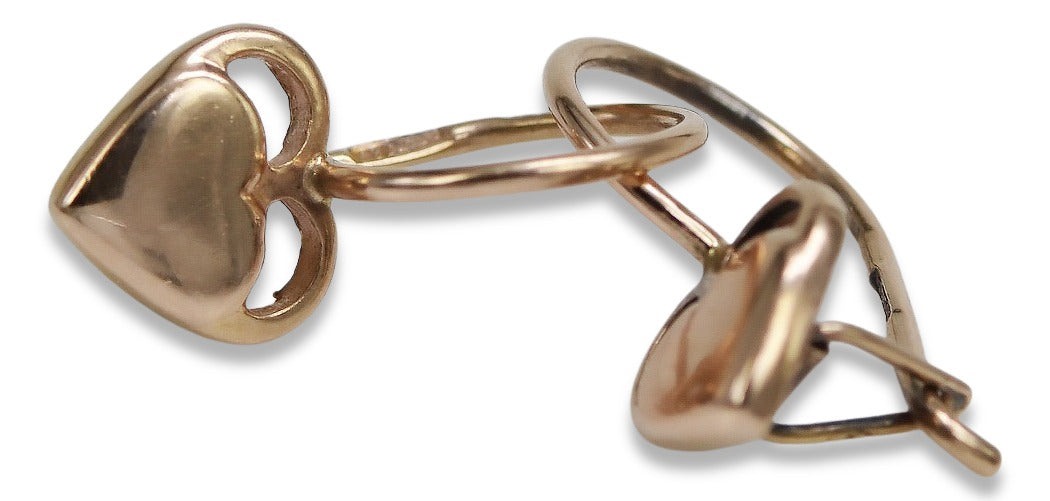 Vintage Heart Earrings in 14K Rose Gold (ven212) — view 5