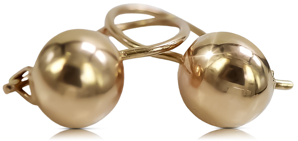 Vintage Ball Earrings in 14K Rose Gold (ven178) — full view of the piece