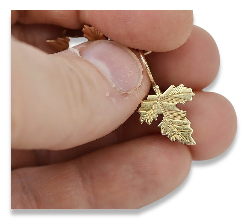 Vintage Leaf Earrings in 14K Rose Gold (ven140) — side view showing the setting