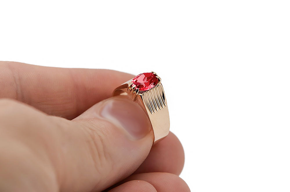Vintage Ruby Craft Ring in 14K Rose Gold (vrc007r-rb) — side view showing the setting