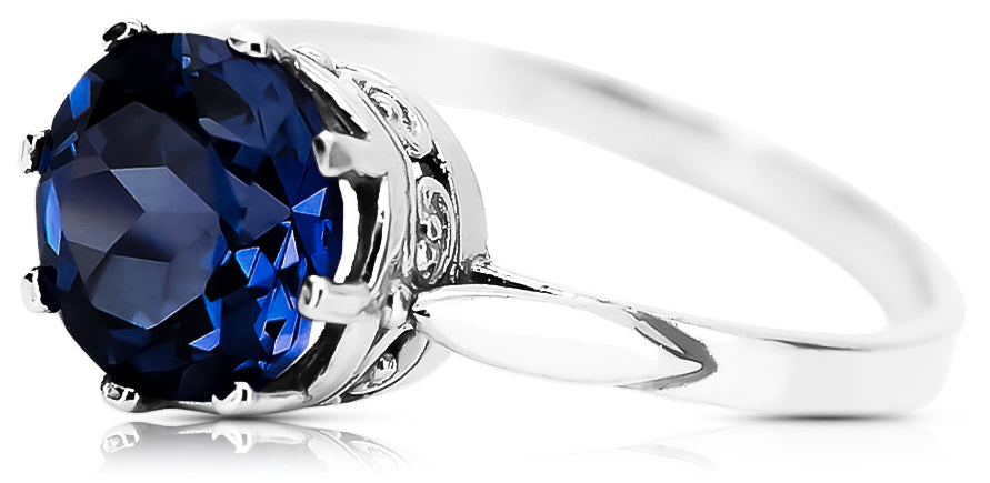 Vintage Sapphire Round Ring in Sterling Silver (vrc366s-sp)