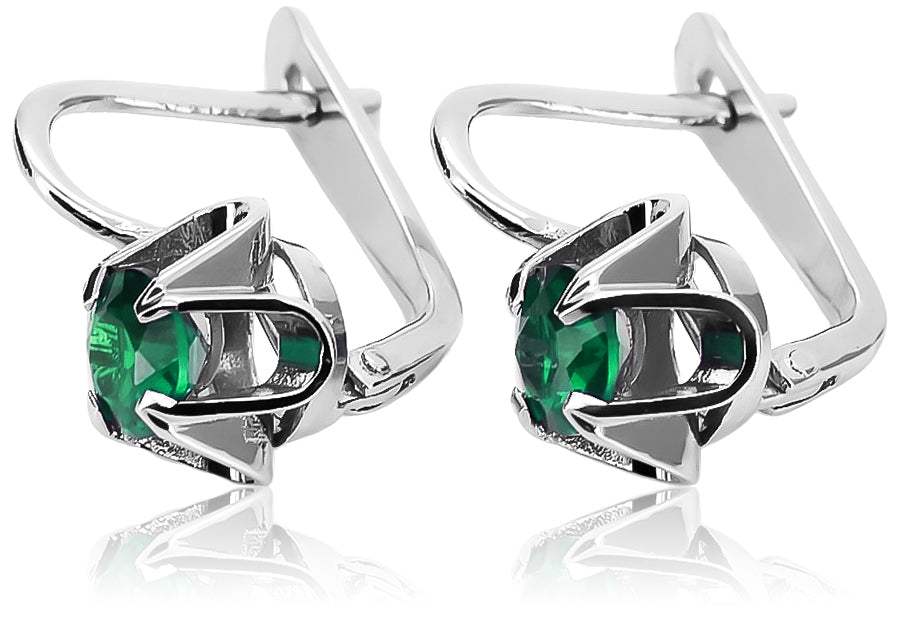 Vintage Emerald Earrings in Sterling Silver (vec018s-em)