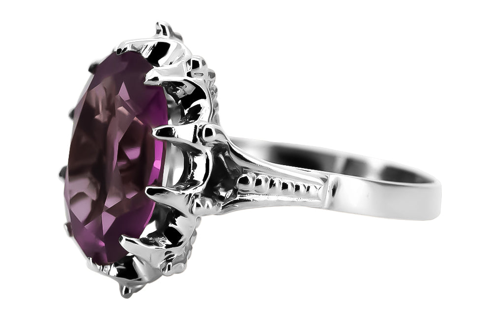 Vintage Amethyst Amethist Ring in Sterling Silver (vrc079s-am) — full view of the piece
