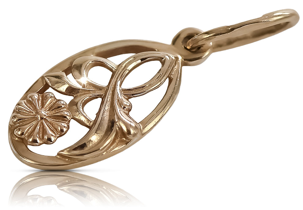 Vintage Leaf Pendant in 14K Rose Gold (vpn038) — view 4