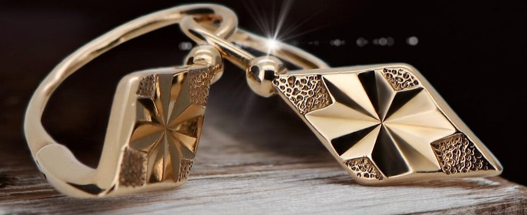 Vintage Square Earrings in 14K Rose Gold (ven060) — view 2