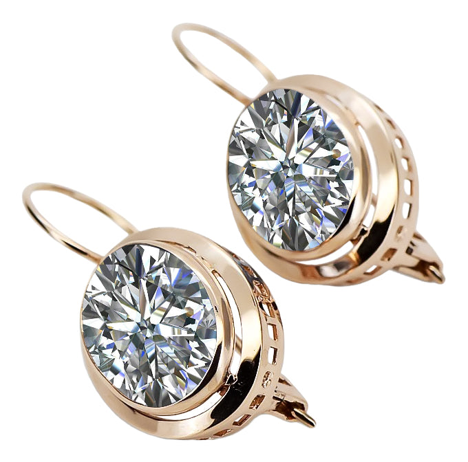 Vintage Zircon Earrings in 14K Rose Gold (vec114r-zi) — close-up of the hallmark on the inner band