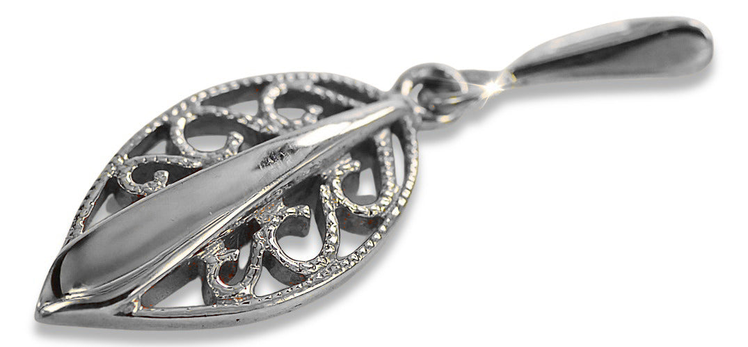 Vintage Leaf Pendant in Sterling Silver (vpn081s)