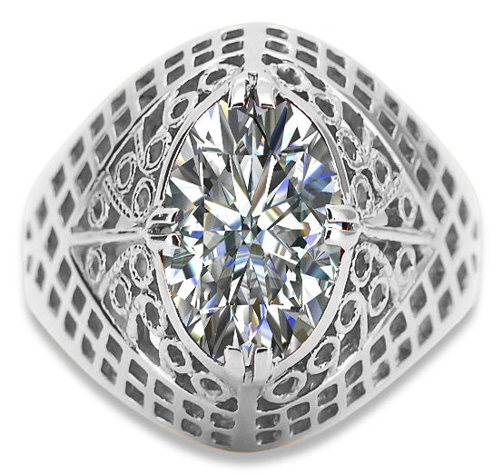 Vintage Zircon Ring in Sterling Silver (vrc030s-zi) — worn on the neckline, showing the drape