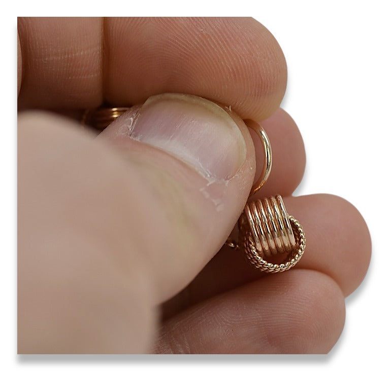 Vintage Hoops Earrings in 14K Rose Gold (ven149) — side view showing the setting