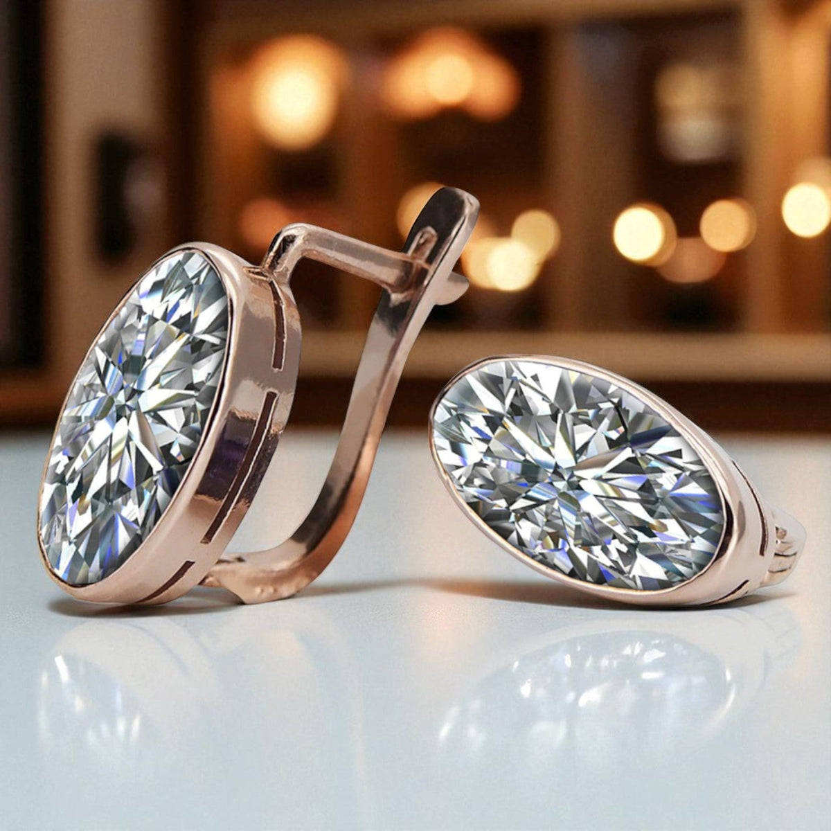 Vintage Zircon Earrings in 14K Rose Gold (vec001r-zi)