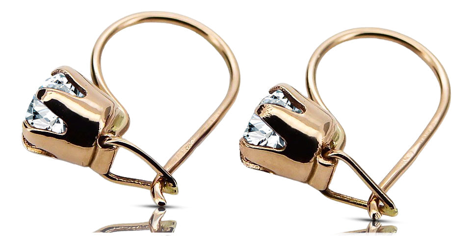 Vintage Zircon Earrings in 14K Rose Gold (vec056r-zi) — worn on the hand, showing profile