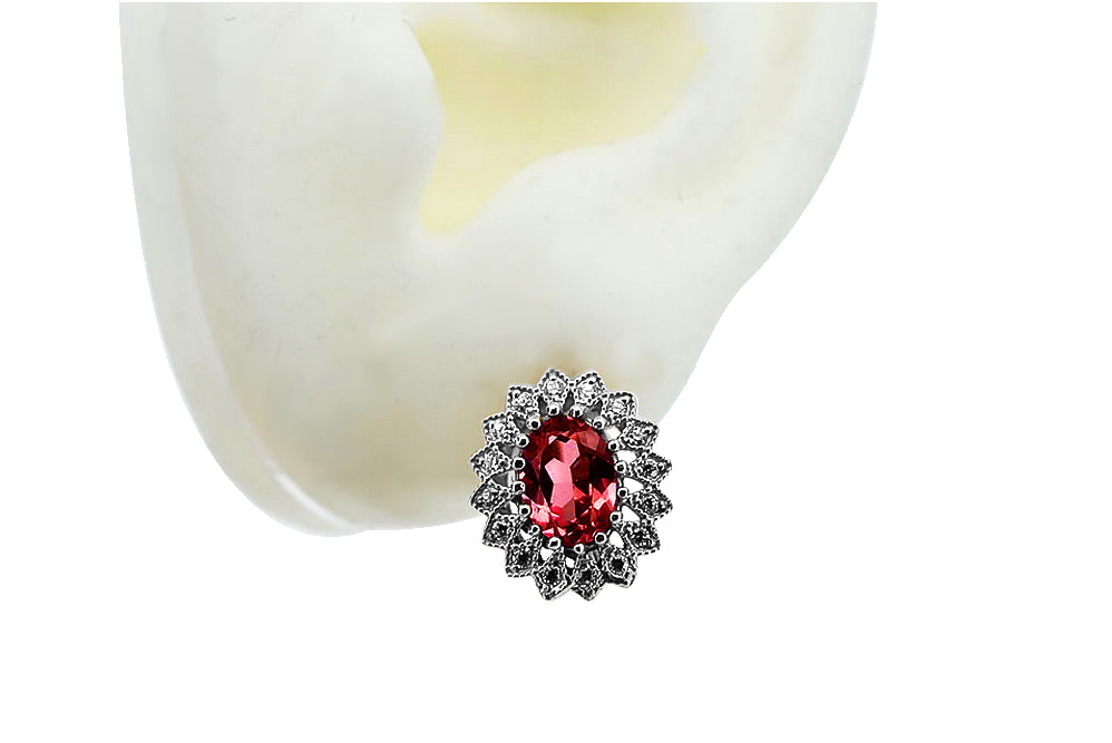 Vintage Ruby Earrings in 14K White Gold (vec125w-rb)