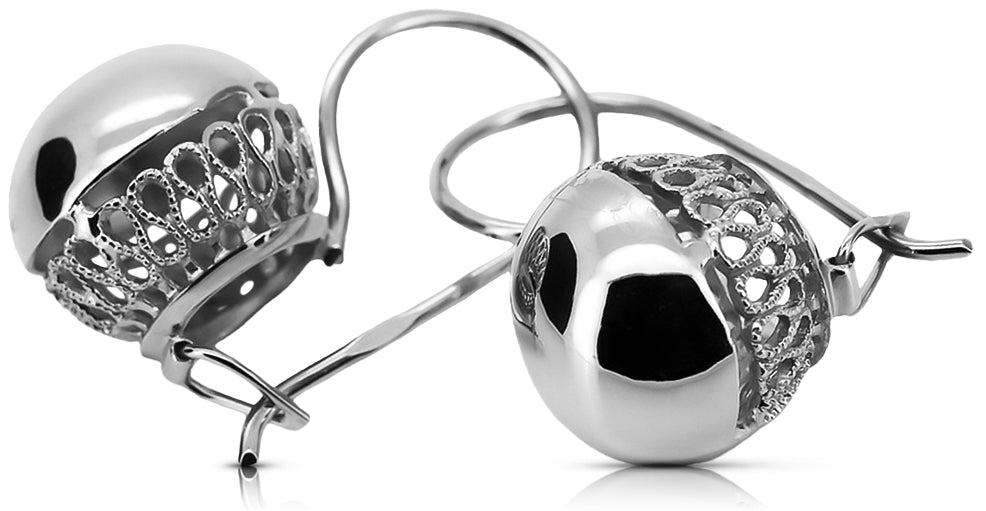 Vintage Earrings in Sterling Silver (ven122s) — side view showing the setting