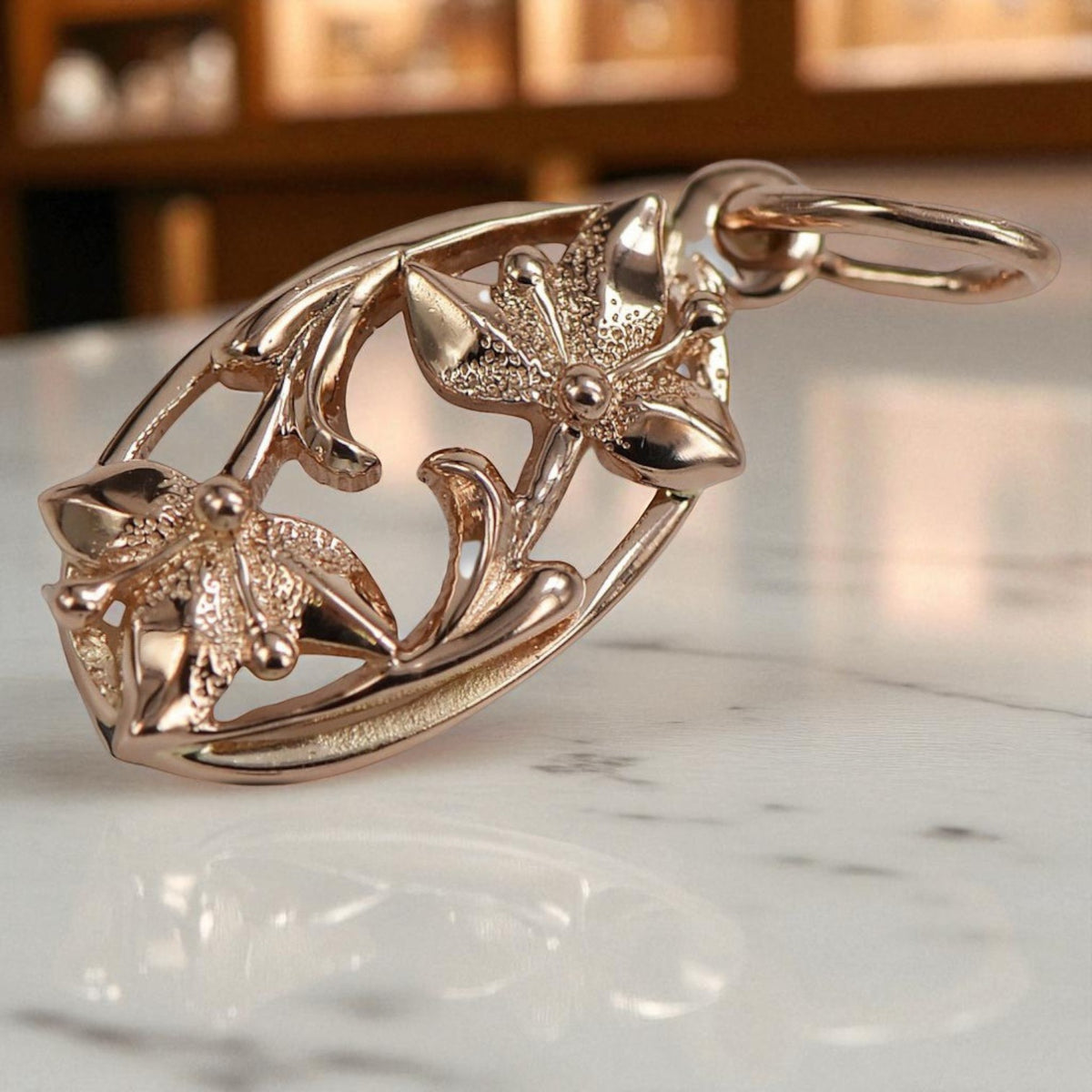 Vintage Leaf Pendant in 14K Rose Gold (vpn012)