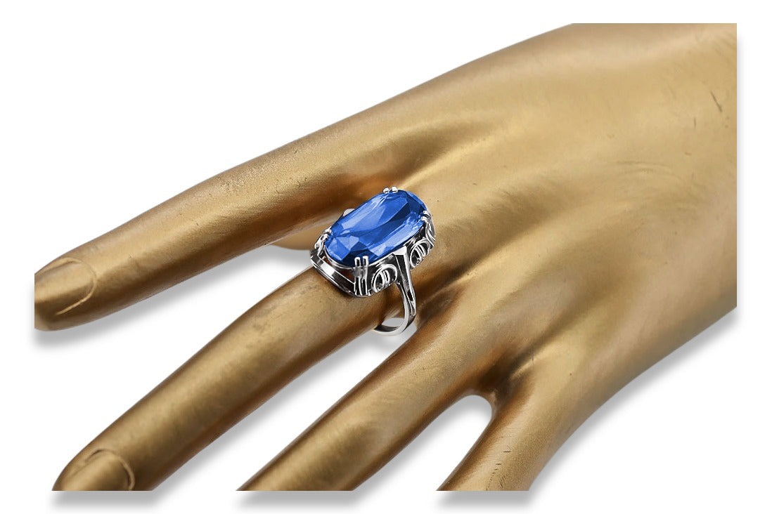 Vintage Sapphire Ring in Sterling Silver (vrc038s-sp) — side view showing the setting