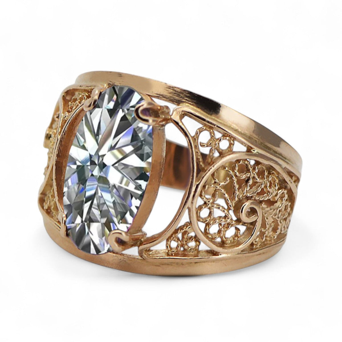 Vintage Zircon Craft Ring in 14K Rose Gold (vrc057r-zi) — full view of the piece