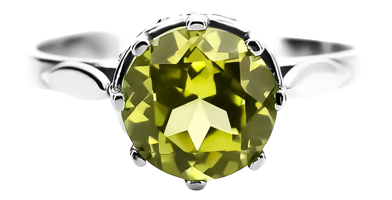 Vintage Yellow Peridot Ring in Sterling Silver (vrc366s-yp) — worn on the hand, showing profile