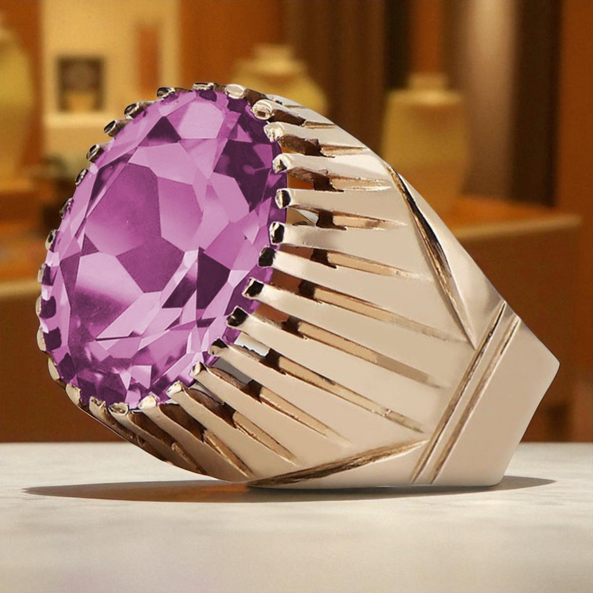 Vintage Amethyst Ring in 14K Rose Gold (vrc048r-am)