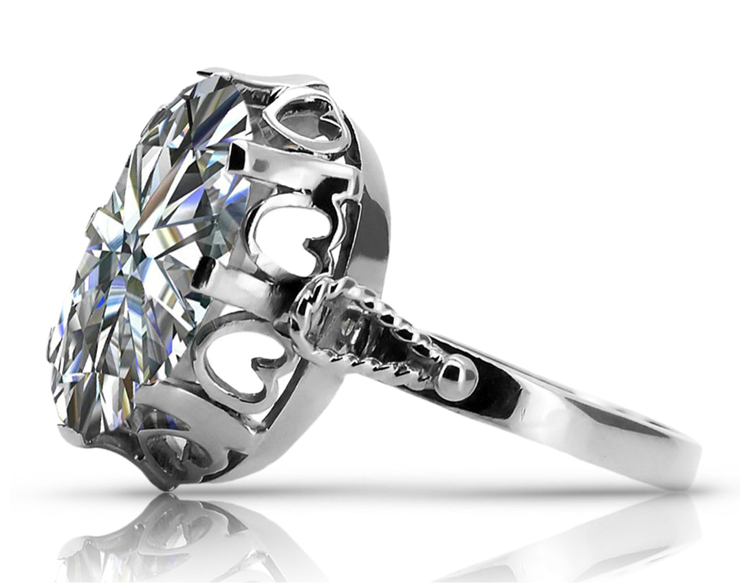 Vintage Zircon Zircone Ring in Sterling Silver (vrc134s-zi)