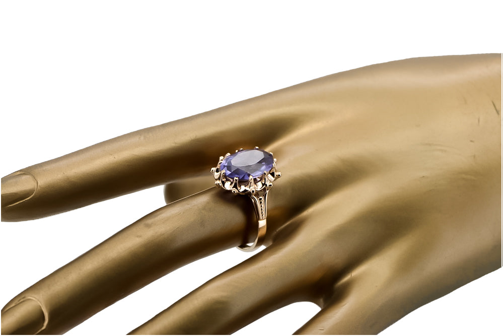 Vintage Alexandrite Ring in 14K Rose Gold (vrc079r-ax) — close-up of the hallmark on the inner band