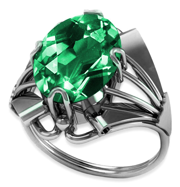Vintage Emerald Ring in Sterling Silver (vrc015s-em) — detail of the metal texture