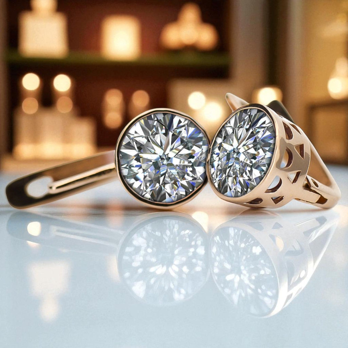 Vintage Zircon Zircone Earrings in 14K Rose Gold (vec107r-zi)