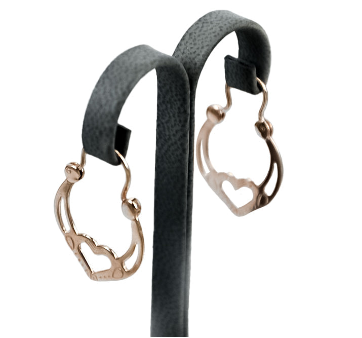 Vintage Gipsy Earrings in 14K Rose Gold (ven024) — close-up of the stone and setting